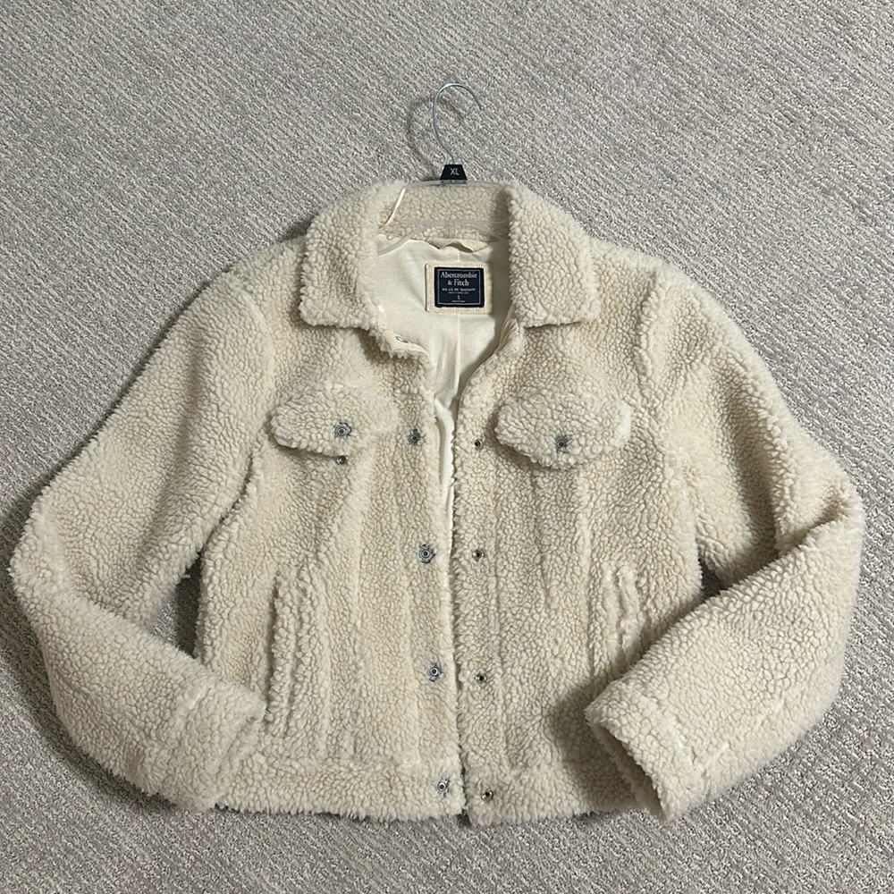 Abercrombie & Fitch Cream Teddy Jacket